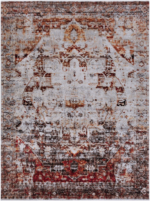 Serapi SRP-1010 Traditional Polypropylene Rug SRP1010-710106 Dark Red, Ivory, Black, Bright Orange, Medium Gray, Bright Yellow 100% Polypropylene 7'10" x 10'6"