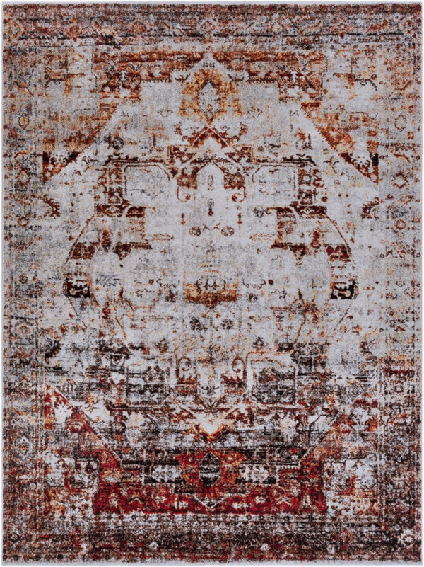 Serapi SRP-1010 Traditional Polypropylene Rug SRP1010-710106 Dark Red, Ivory, Black, Bright Orange, Medium Gray, Bright Yellow 100% Polypropylene 7'10" x 10'6"