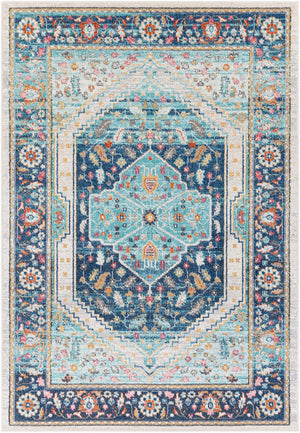 Serapi SRP-2308 Traditional Polypropylene Rug SRP2308-9126 Cream, Rose, Pale Pink, Medium Gray, Light Gray, Navy, Aqua, Saffron, Charcoal, Burnt Orange 100% Polypropylene 9' x 12'6"