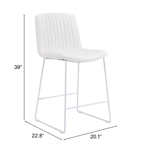 Zuo Modern Mode 100% Polyurethane, Plywood, Steel Modern Commercial Grade Counter Stool Set - Set of 2 White 100% Polyurethane, Plywood, Steel