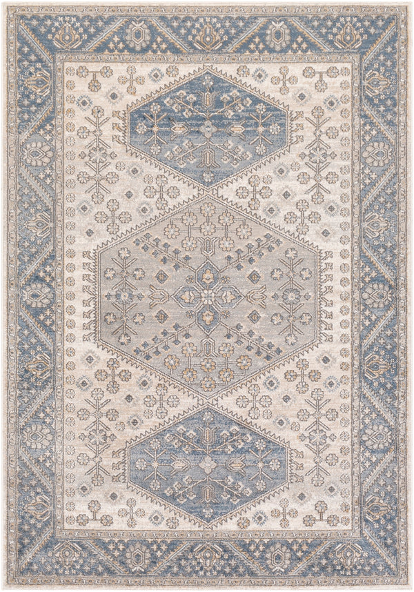 Seattle STA-2317 Traditional Polypropylene Rug STA2317-710102 Khaki, Denim, Medium Gray, White 100% Polypropylene 7'10" x 10'2"