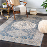 Seattle STA-2318 Traditional Polypropylene Rug STA2318-710102 Medium Gray, Denim, Khaki, White, Light Gray 100% Polypropylene 7'10" x 10'2"