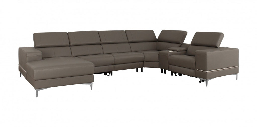 VIG Furniture Divani Casa Stanton - Modern Taupe Sectional Sofa + Recliners VGKNE9210-8GRY-SECT VGKNE9210-8GRY-SECT