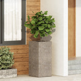 Littell Outdoor Cast Stone Planter, Medium Brown Wood Noble House