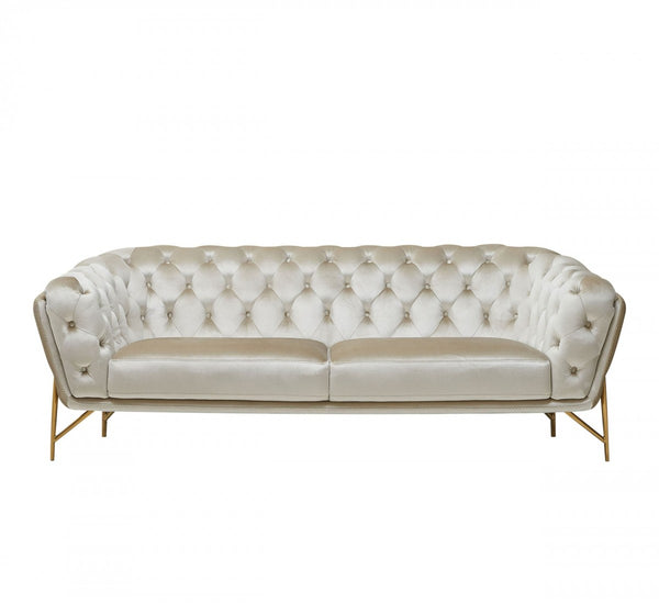 VIG Furniture Divani Casa Stella - Transitional Beige Velvet Sofa VGCA2020-BEIGE-S VGCA2020-BEIGE-S