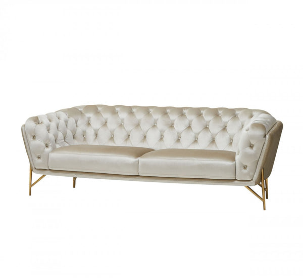 VIG Furniture Divani Casa Stella - Transitional Beige Velvet Sofa VGCA2020-BEIGE-S VGCA2020-BEIGE-S
