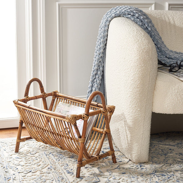 Safavieh Jove Newspaper Rack Honey Brown Wash Rattan STG6500A