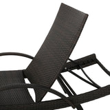 Salem Outdoor Wicker Adjustable Chaise Lounge with Arms w/ table Noble House