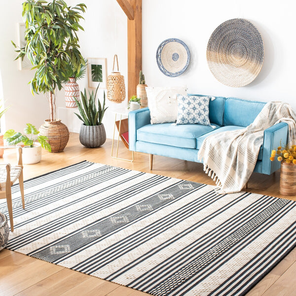 Striped Kilim Hand Woven Rug | 90% Cotton & 10% Wool | Stylish and Durable Home Décor from India