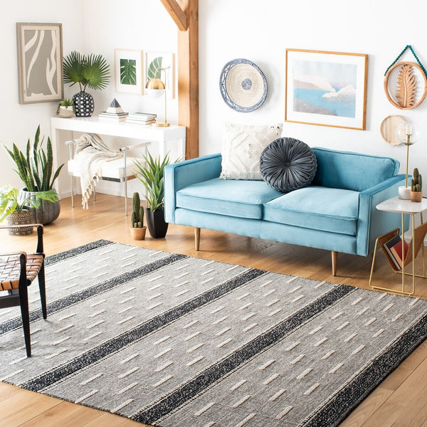 Striped Kilim 518 Hand Woven Cotton Pile Rug - Stylish, Durable, and Ethically Crafted Home Decor