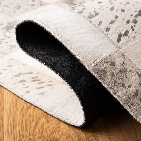 Studio Leather 214  Hand Woven Leather Rug Ivory / Silver