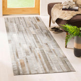 Studio Leather 222  Hand Woven Leather & Viscose Rug Ivory / Grey