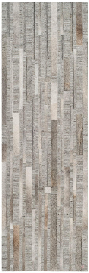 Studio Leather 222  Hand Woven Leather & Viscose Rug Ivory / Grey