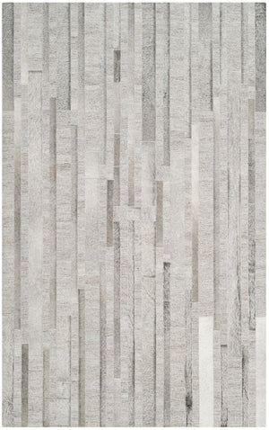 Studio Leather 222  Hand Woven Leather & Viscose Rug Ivory / Grey