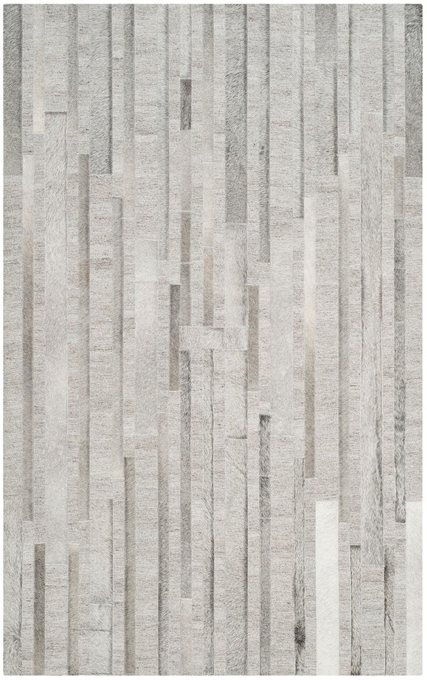 Studio Leather 222  Hand Woven Leather & Viscose Rug Ivory / Grey