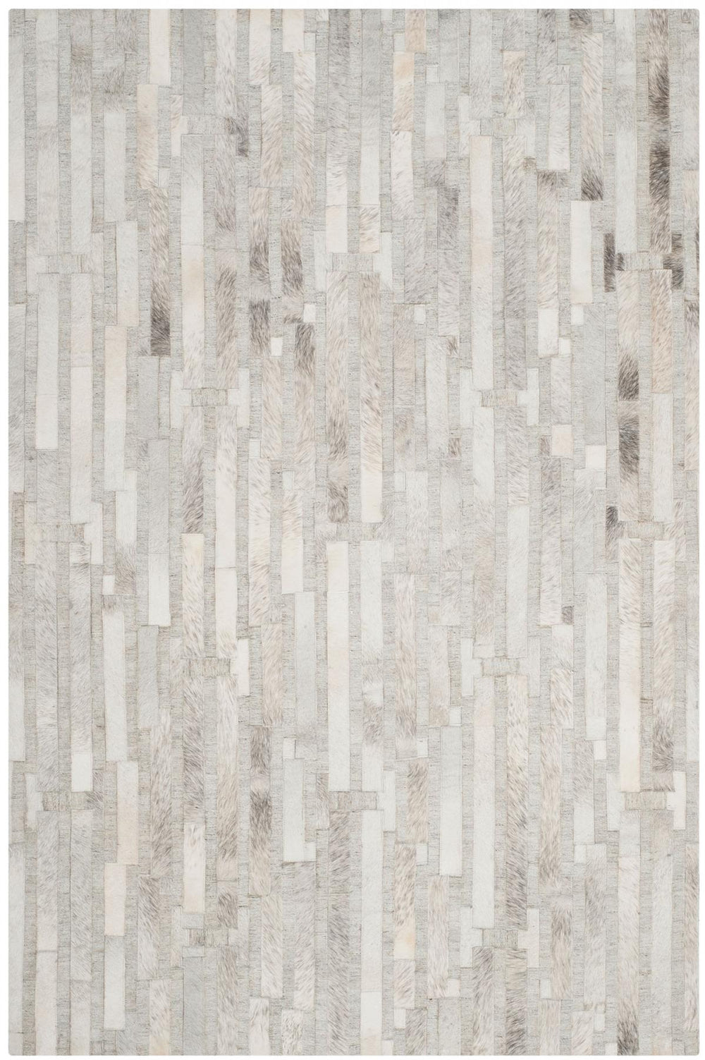 Studio Leather 222  Hand Woven Leather & Viscose Rug Ivory / Grey