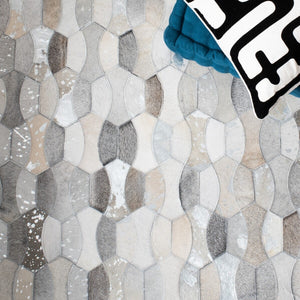 Studio Leather 226 Flat Weave 100% Hair On Leather Pile 0 Rug Ivory / Grey 100% Hair on Leather Pile STL226F-8