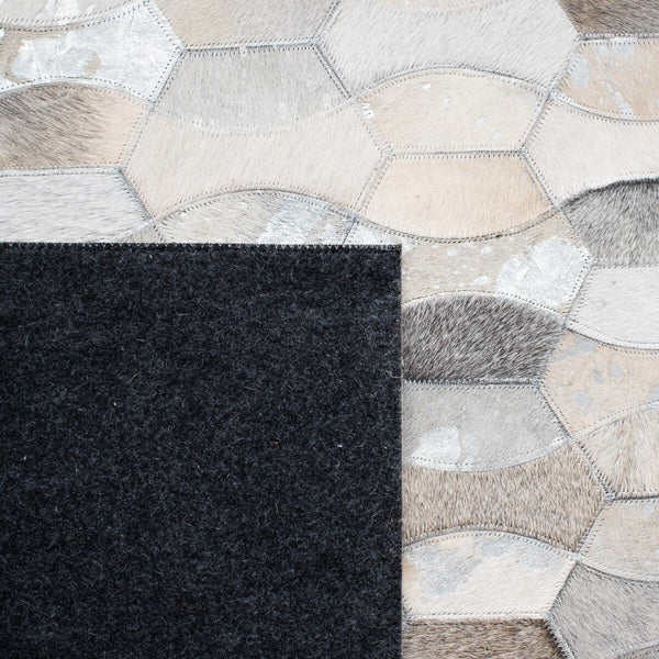 Studio Leather 226 Flat Weave 100% Hair On Leather Pile 0 Rug Ivory / Grey 100% Hair on Leather Pile STL226F-8
