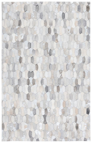 Studio Leather 226 Flat Weave 100% Hair On Leather Pile 0 Rug Ivory / Grey 100% Hair on Leather Pile STL226F-8