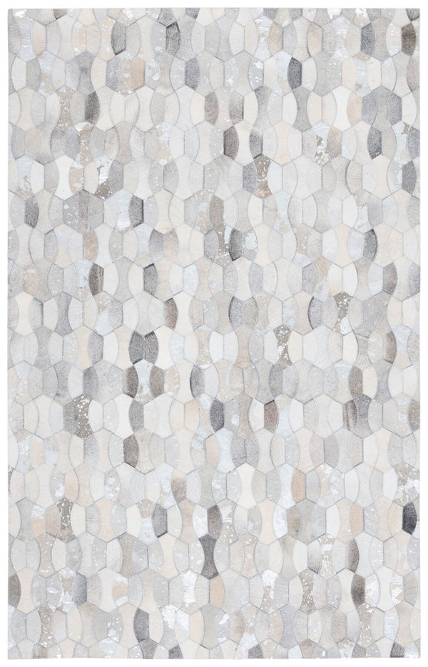 Studio Leather 226 Flat Weave 100% Hair On Leather Pile 0 Rug Ivory / Grey 100% Hair on Leather Pile STL226F-8