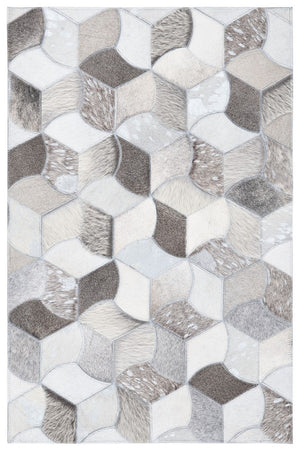 Studio Leather 229 Flat Weave 100% Hair On Leather Pile 0 Rug Ivory / Grey 100% Hair on Leather Pile STL229F-8