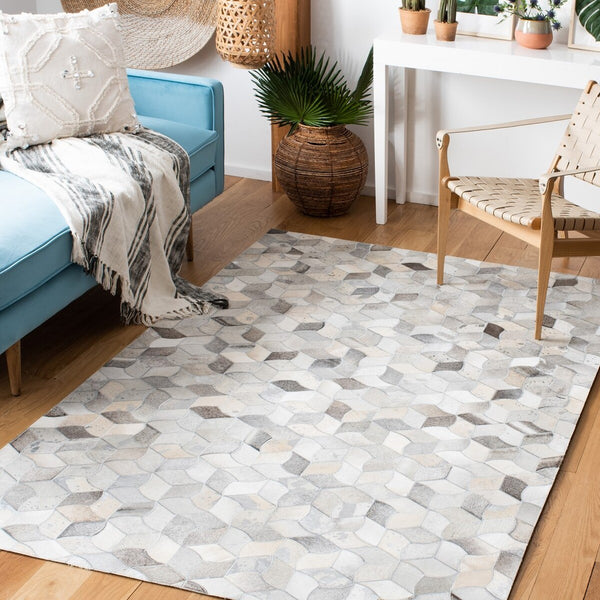 Studio Leather 229 Flat Weave 100% Hair On Leather Pile 0 Rug Ivory / Grey 100% Hair on Leather Pile STL229F-8