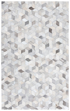 Studio Leather 229 Flat Weave 100% Hair On Leather Pile 0 Rug Ivory / Grey 100% Hair on Leather Pile STL229F-8