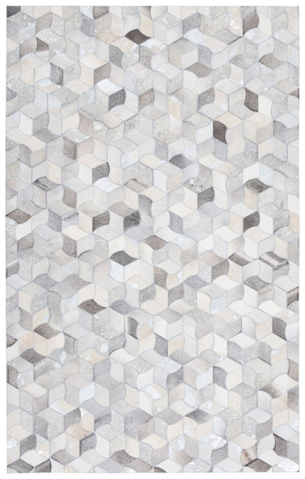 Studio Leather 229 Flat Weave 100% Hair On Leather Pile 0 Rug Ivory / Grey 100% Hair on Leather Pile STL229F-8