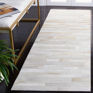 Safavieh Studio Leather 800 Hand Woven 70% Leather and 30% Felted Cloth Natural Hide Rug STL804A-9