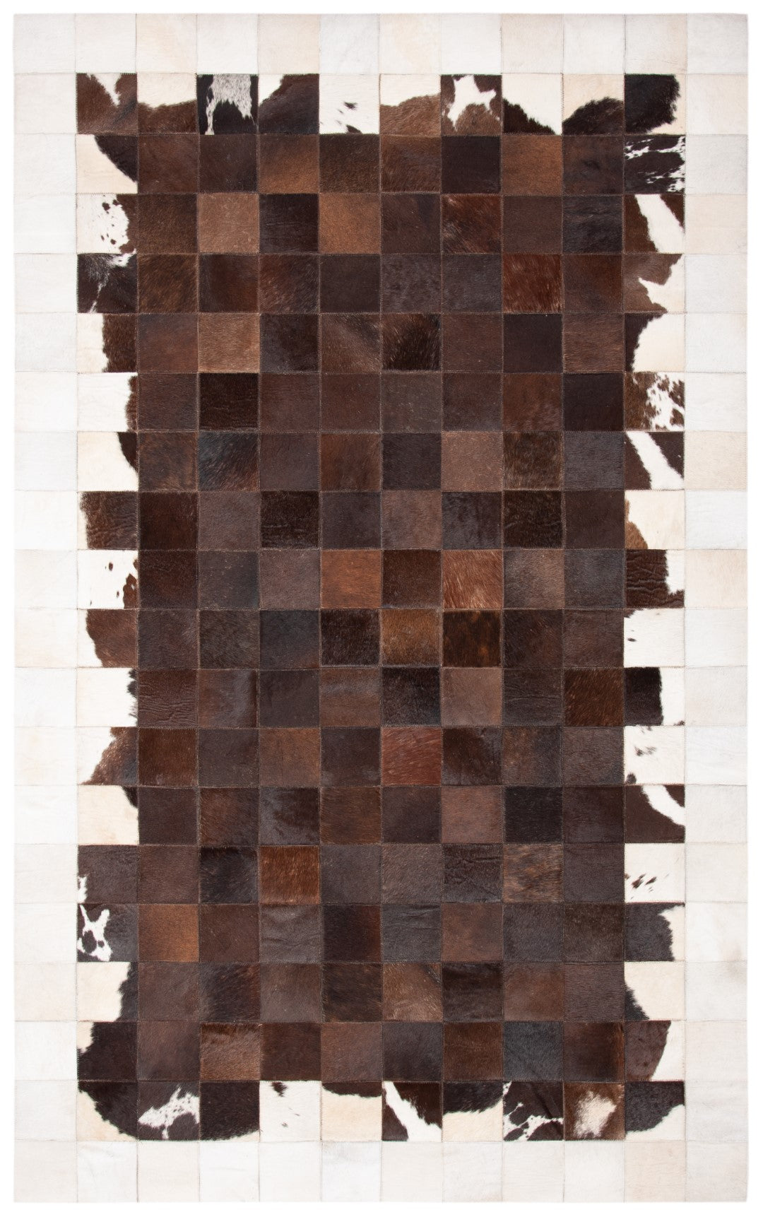 Studio Hand Woven Leather and Felted Cloth Rug - Elegant Rectangle Des