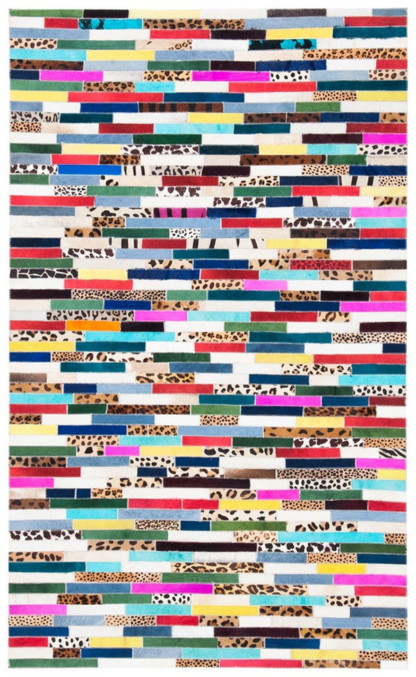 Safavieh Studio Leather 800 Hand Woven 70% Leather and 30% Felted Cloth Natural Hide Rug STL808A-6R