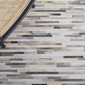 Safavieh Studio Leather 800 Hand Woven 70% Leather and 30% Felted Cloth Natural Hide Rug STL809A-8