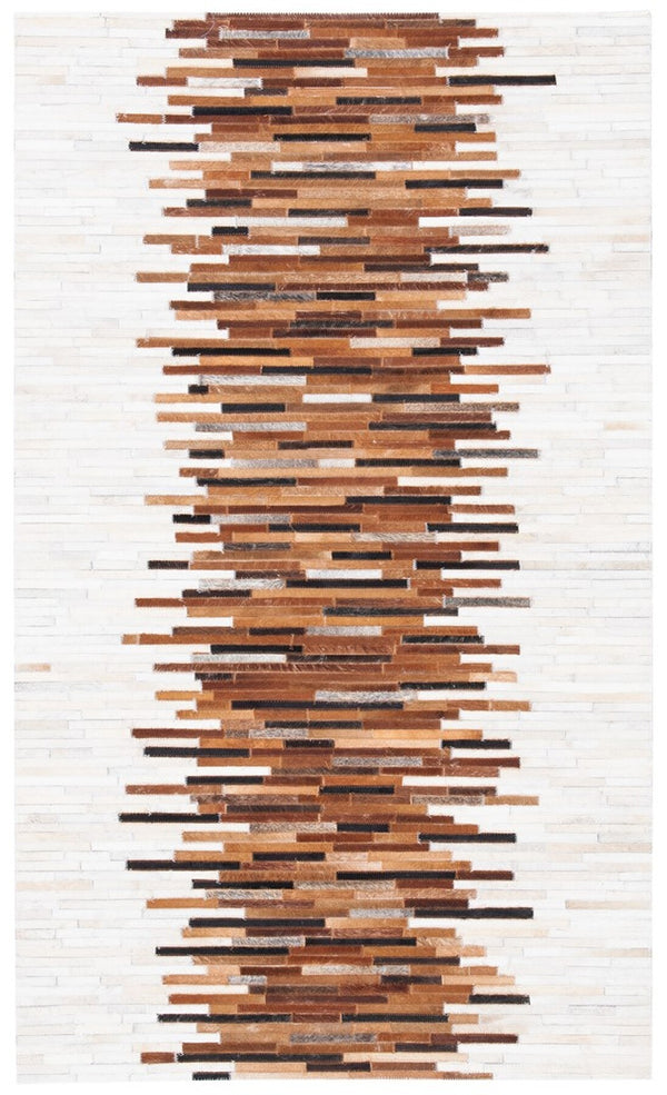 Safavieh Studio Leather 800 Hand Woven 70% Leather and 30% Felted Cloth Natural Hide Rug STL814A-6R