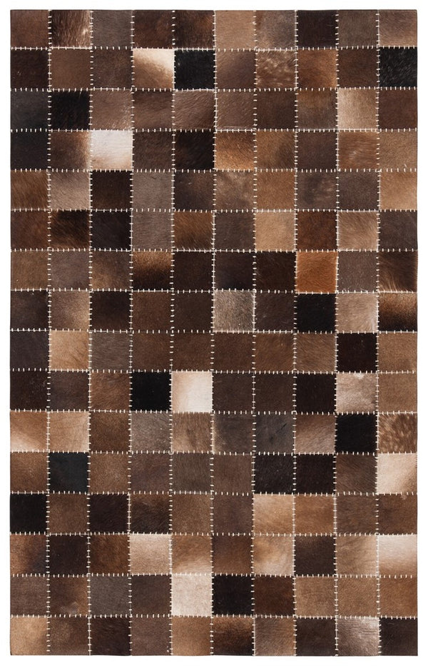 Safavieh Studio Leather 800 Hand Woven 70% Leather and 30% Felted Cloth Natural Hide Rug STL815T-6R