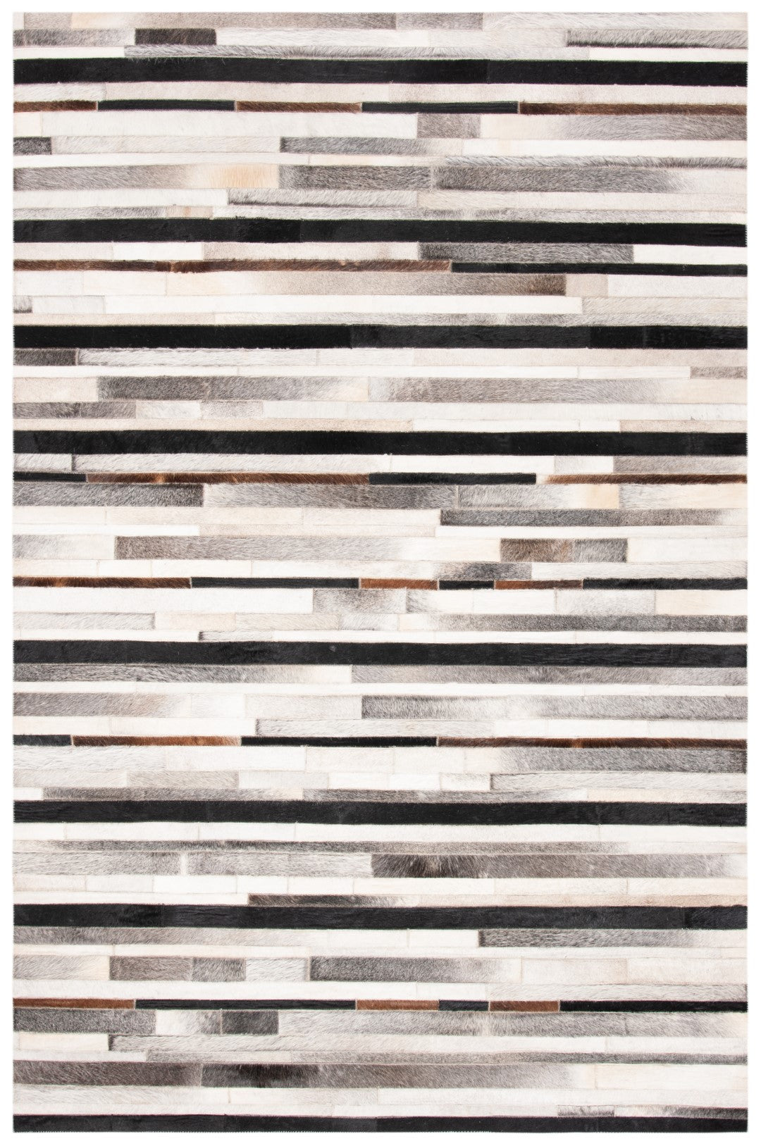 Studio Hand Woven Leather & Felted Cloth Rug - Elegant Rectangle Desig