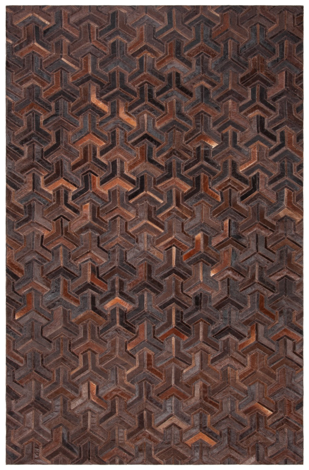 Studio Hand Woven Leather and Felted Cloth Rectangle Rug - Elegant Ind