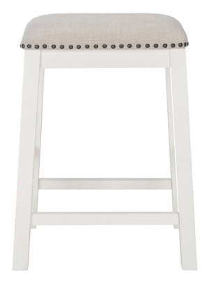 Aero Counter Stool Set of 2 - Chic White Frame with Nail Head Trim for Stylish Kitchen Seating