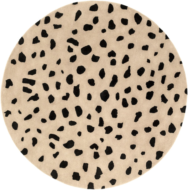 Stella STLA-2443 Modern Wool Rug STLA2443-6RD Khaki, Black 100% Wool 6' Round