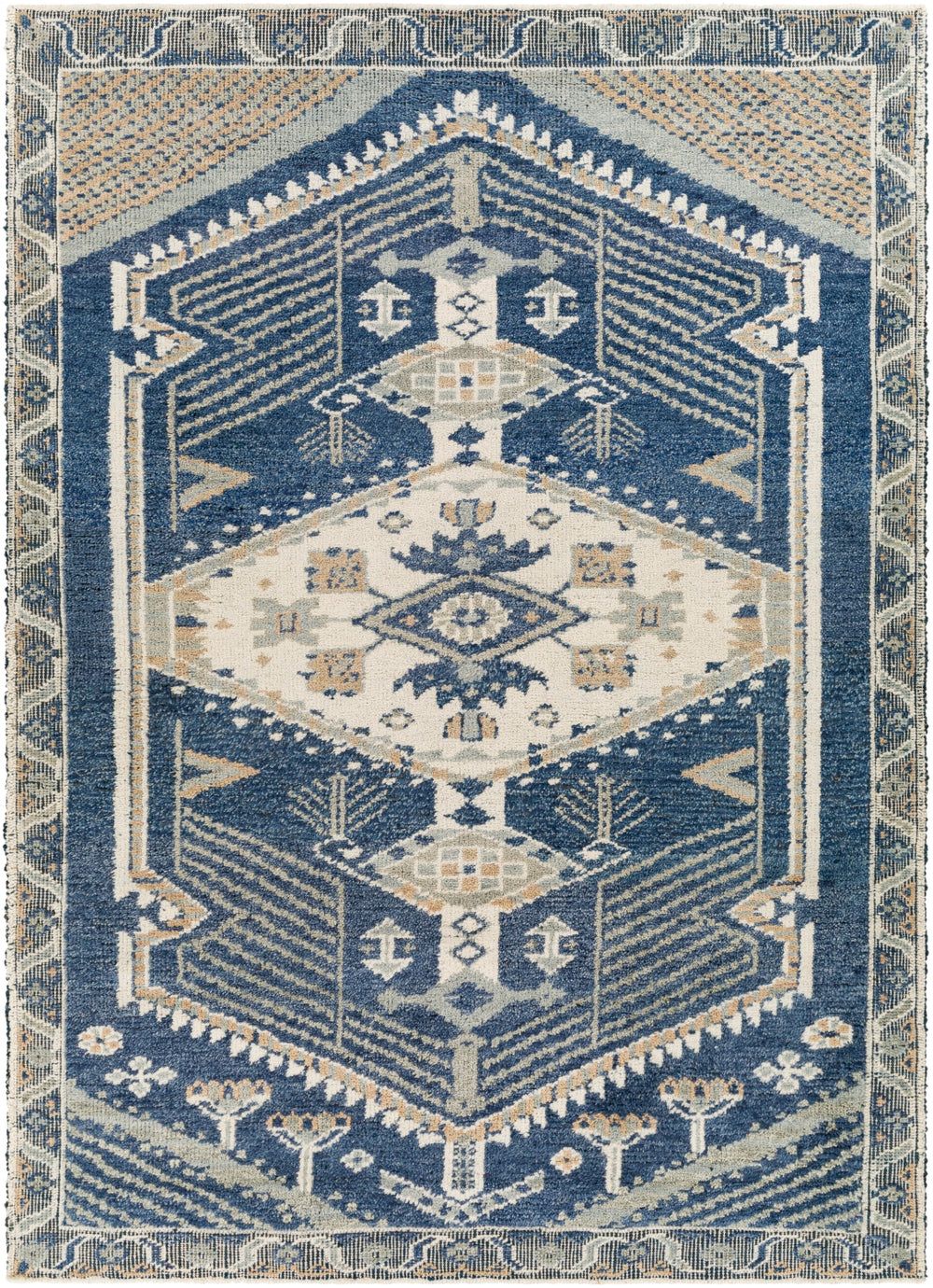 St Moritz STM-2300 Traditional Wool Rug STM2300-81012 Denim, Beige, Sage, Cream 100% Wool 8'10" x 12'