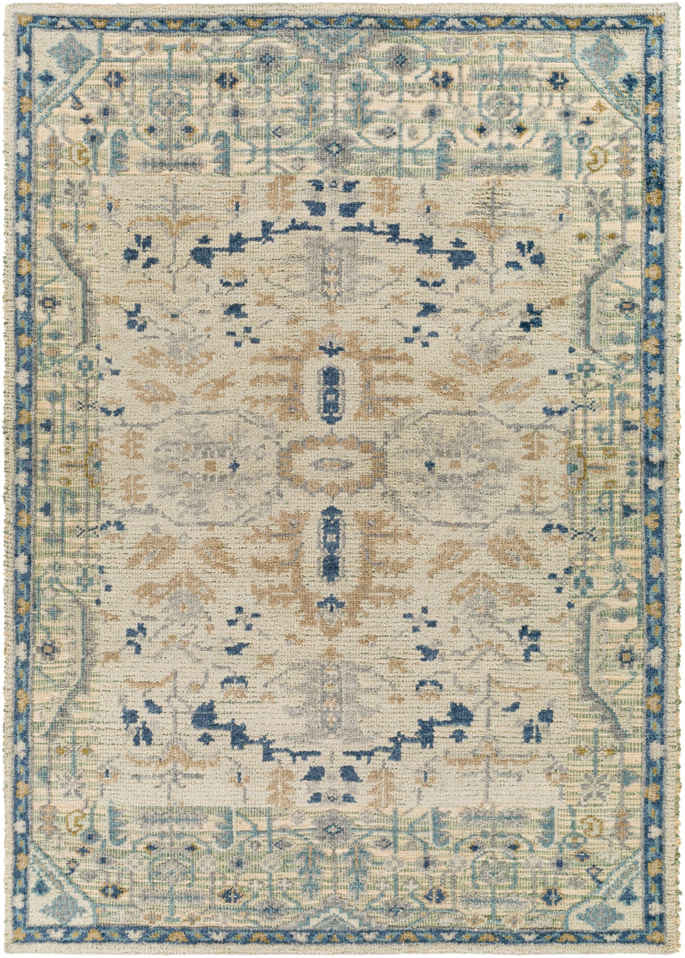 St Moritz STM-2302 Traditional Wool Rug STM2302-81012 Denim, Beige, Sage, Cream 100% Wool 8'10" x 12'