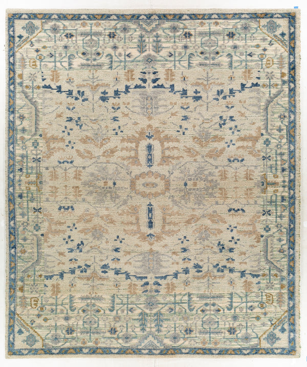 St Moritz STM-2302 Traditional Wool Rug STM2302-810 Denim, Beige, Sage, Cream 100% Wool 8' x 10'