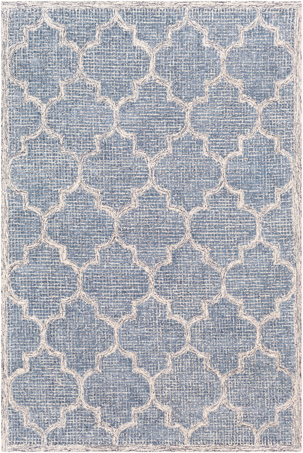 Starlit STR-2300 Cottage Viscose, Wool Rug STR2300-912 Denim, Navy, Beige 60% Viscose, 40% Wool 9' x 12'