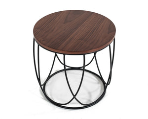 VIG Furniture Modrest Strang Modern Walnut & Black Round End Table VGMAMIT-5148-ET