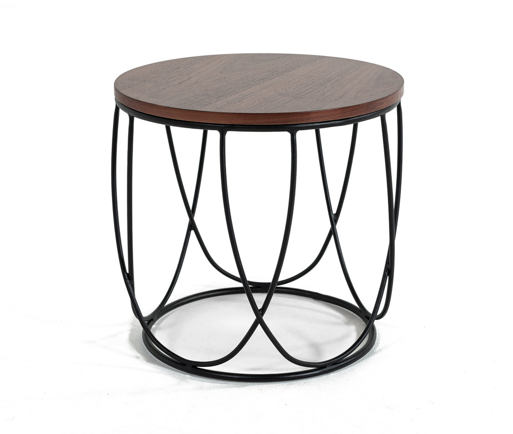 VIG Furniture Modrest Strang Modern Walnut & Black Round End Table VGMAMIT-5148-ET