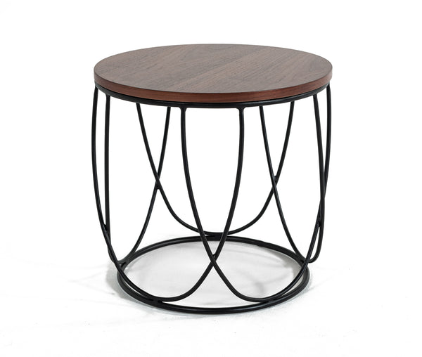 VIG Furniture Modrest Strang Modern Walnut & Black Round End Table VGMAMIT-5148-ET