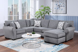 Porter Designs Savannah Soft Chenille Reversible Fabric Modern Sectional Gray 01-207C-10-1731-KIT