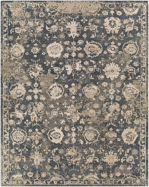 Sufi SUF-2300 Traditional Wool, Viscose Rug SUF2300-912 Charcoal, Medium Gray, Khaki, Taupe, Beige, Cream 70% Wool, 30% Viscose 9' x 12'