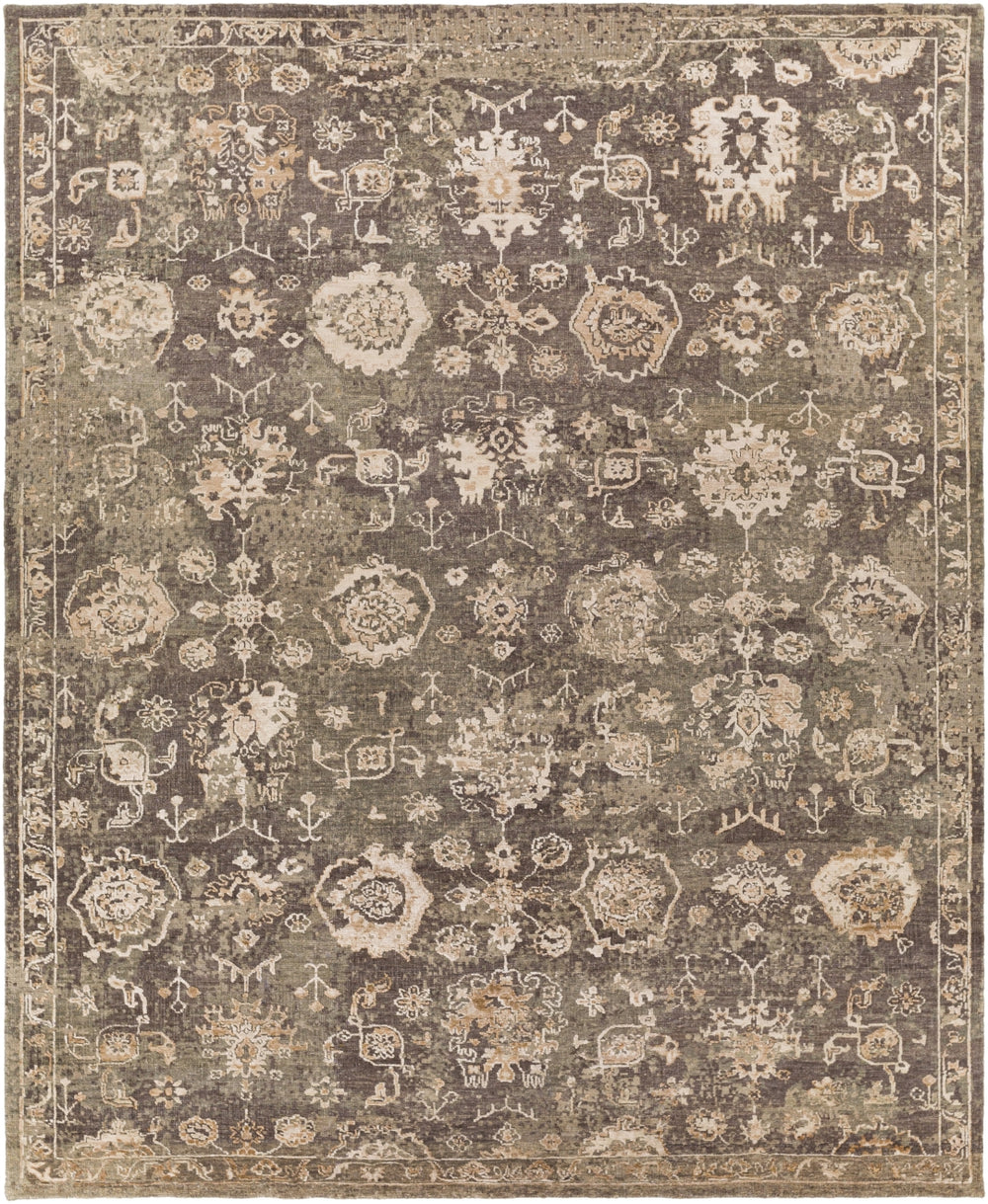 Sufi SUF-2301 Traditional Wool, Viscose Rug SUF2301-912 Charcoal, Medium Gray, Taupe, Dark Brown, Beige, Cream 70% Wool, 30% Viscose 9' x 12'