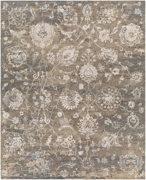 Sufi SUF-2302 Traditional Wool, Viscose Rug SUF2302-912 Charcoal, Medium Gray, Taupe, Pale Blue, Beige, Cream 70% Wool, 30% Viscose 9' x 12'
