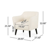 Noble House Alphonse Contemporary Boucle Fabric Arm Chair, Ivory and Matte Black
